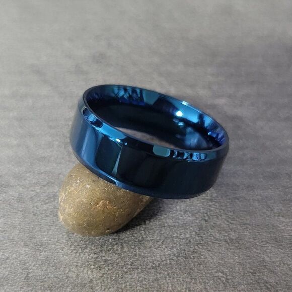 Men's Blue Wedding Band or Promise Ring Sizes 6-14 - Picture 6 of 7